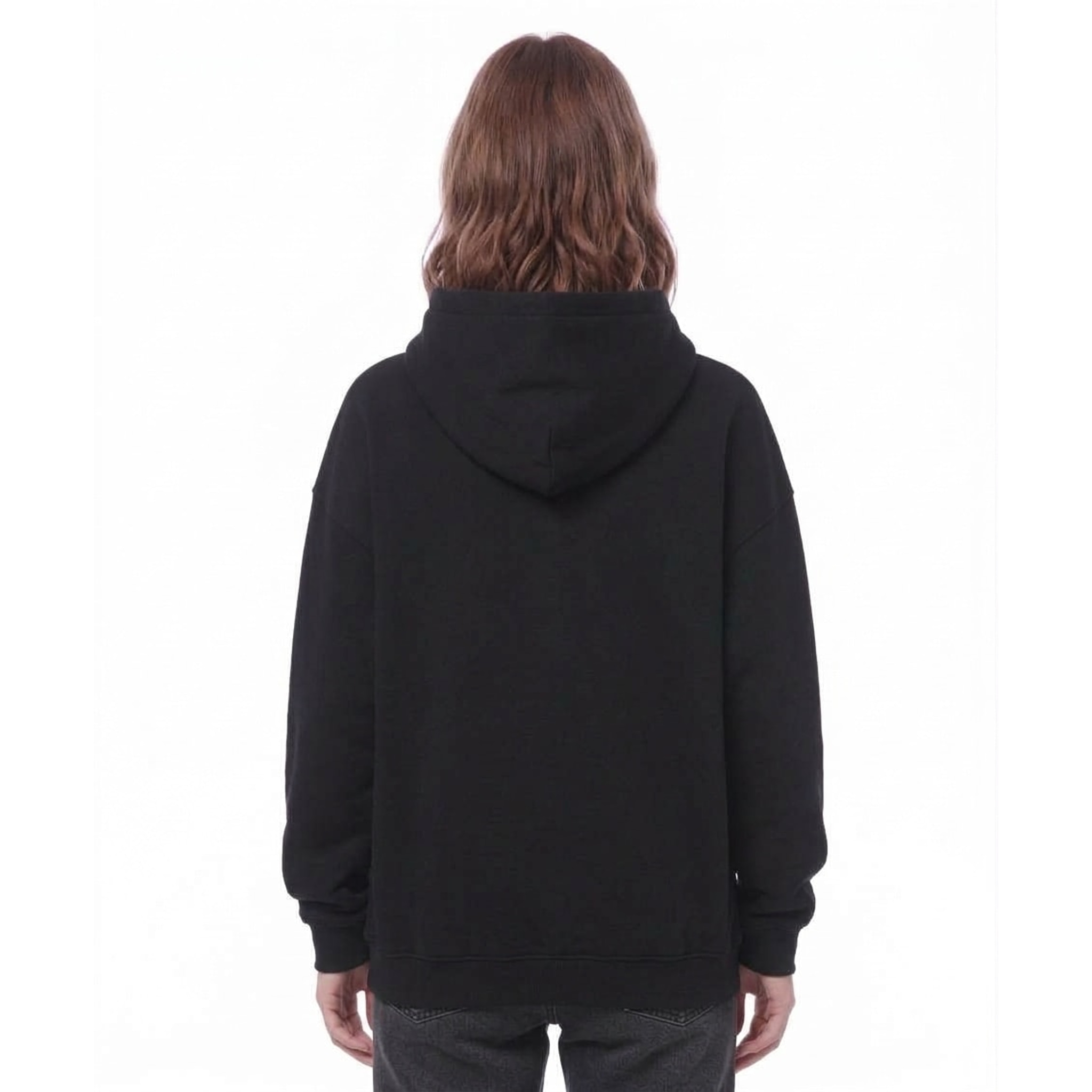 Bennet Garden Greenhouse Sketch Oversize Fleeced Hoodie — Back · Black