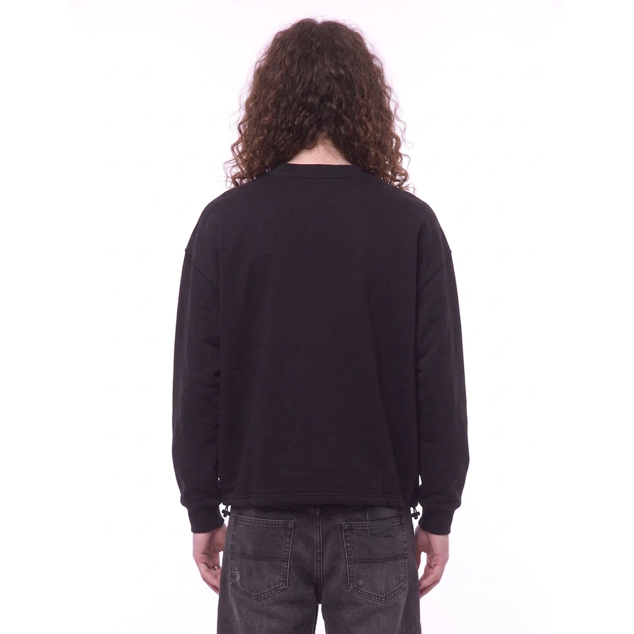 Grunge Never Dies Distorted Crew Sweatshirt — Back · Black