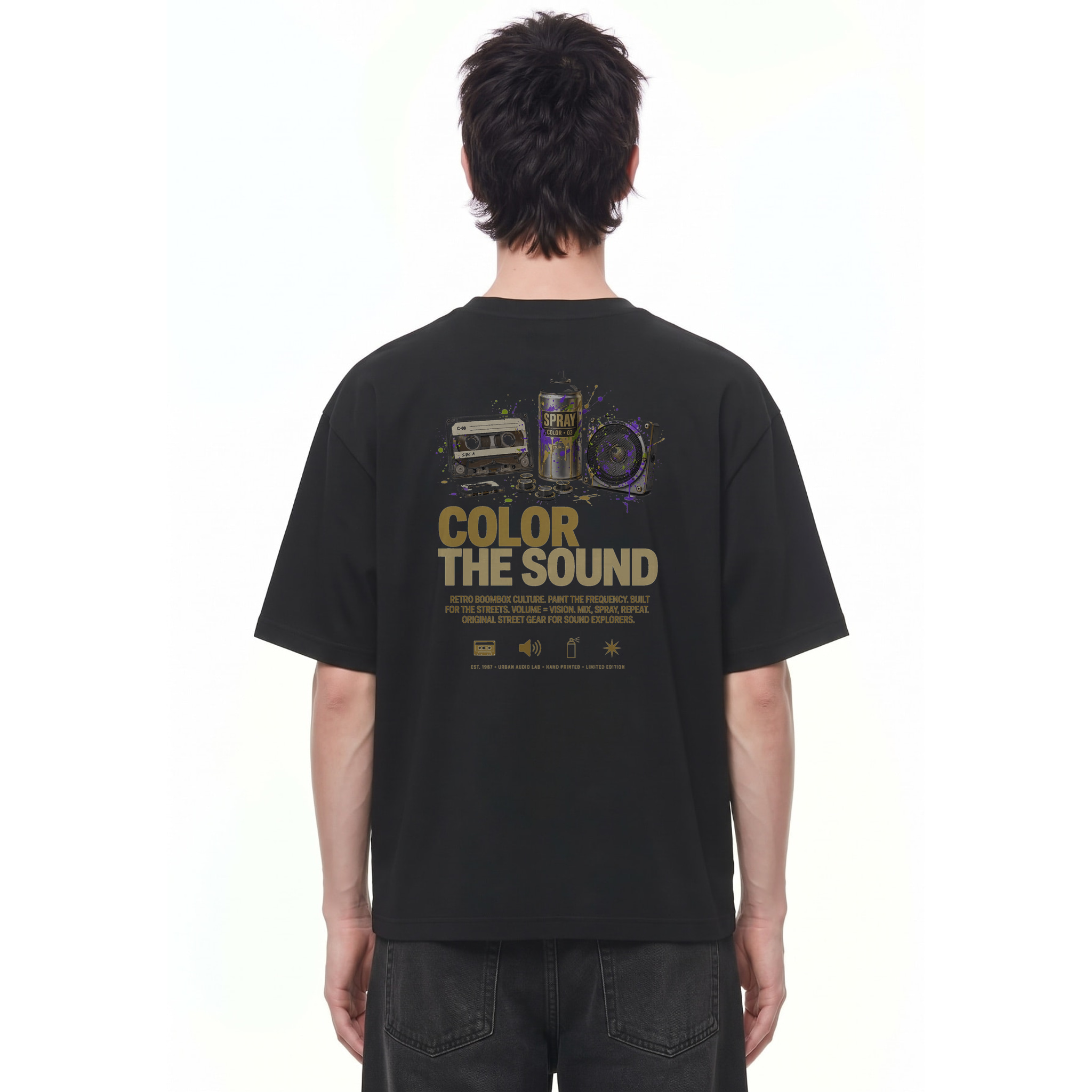 Color the Sound Retro Graphic Tee — Back · Black