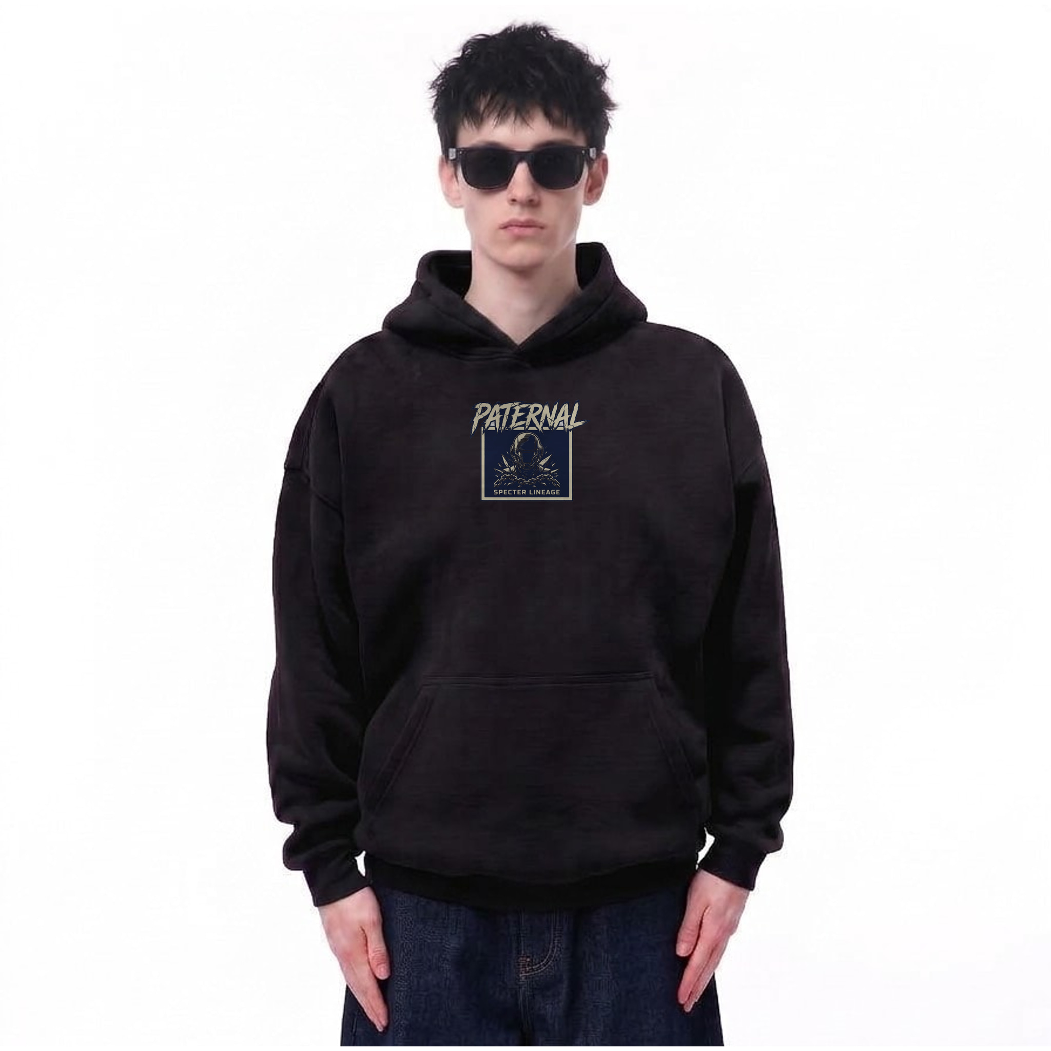 Paternal Specter Lineage Oversize Fleeced Hoodie — Cover · Black