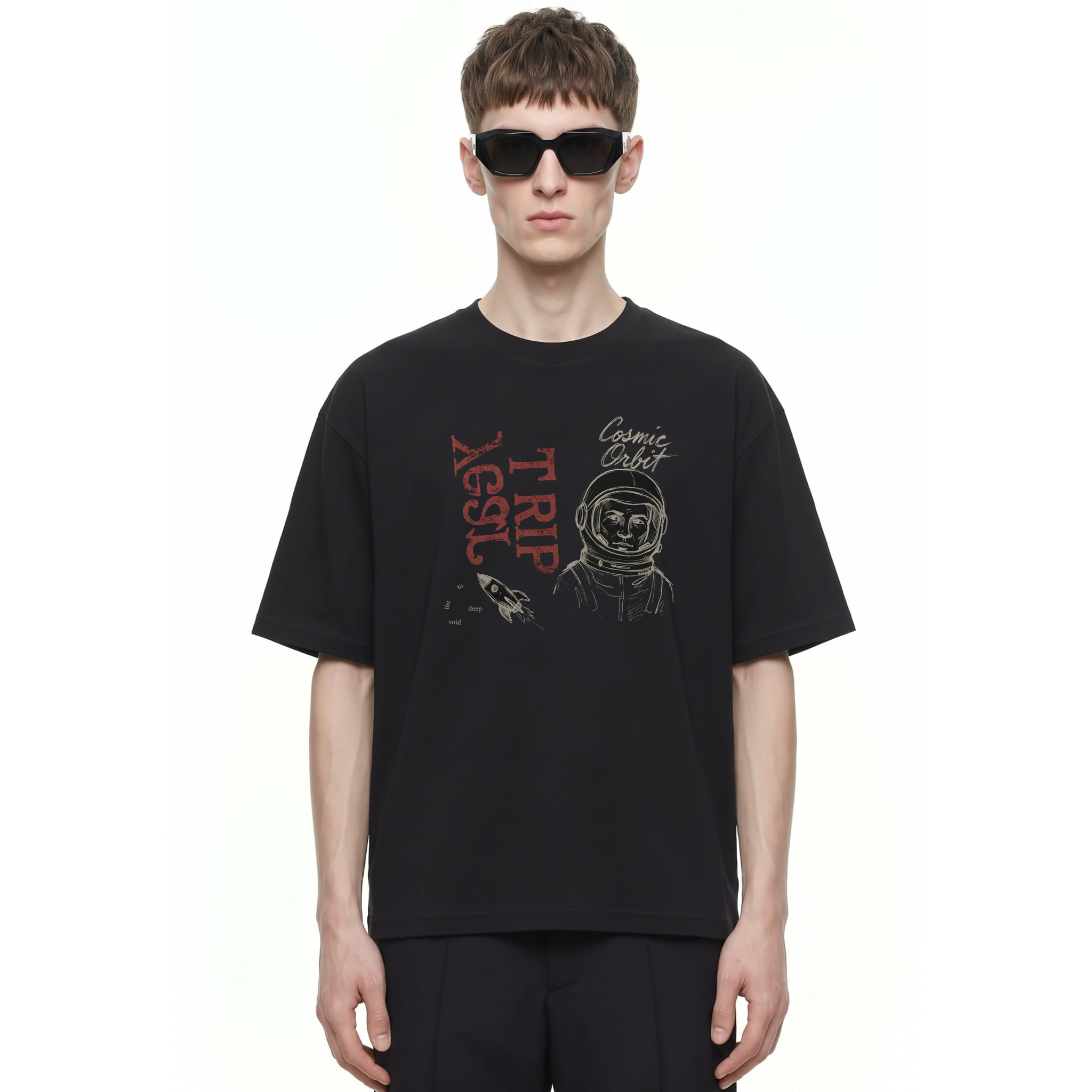 Cosmic Orbit Test Trip Graphic Tee — Cover · Black