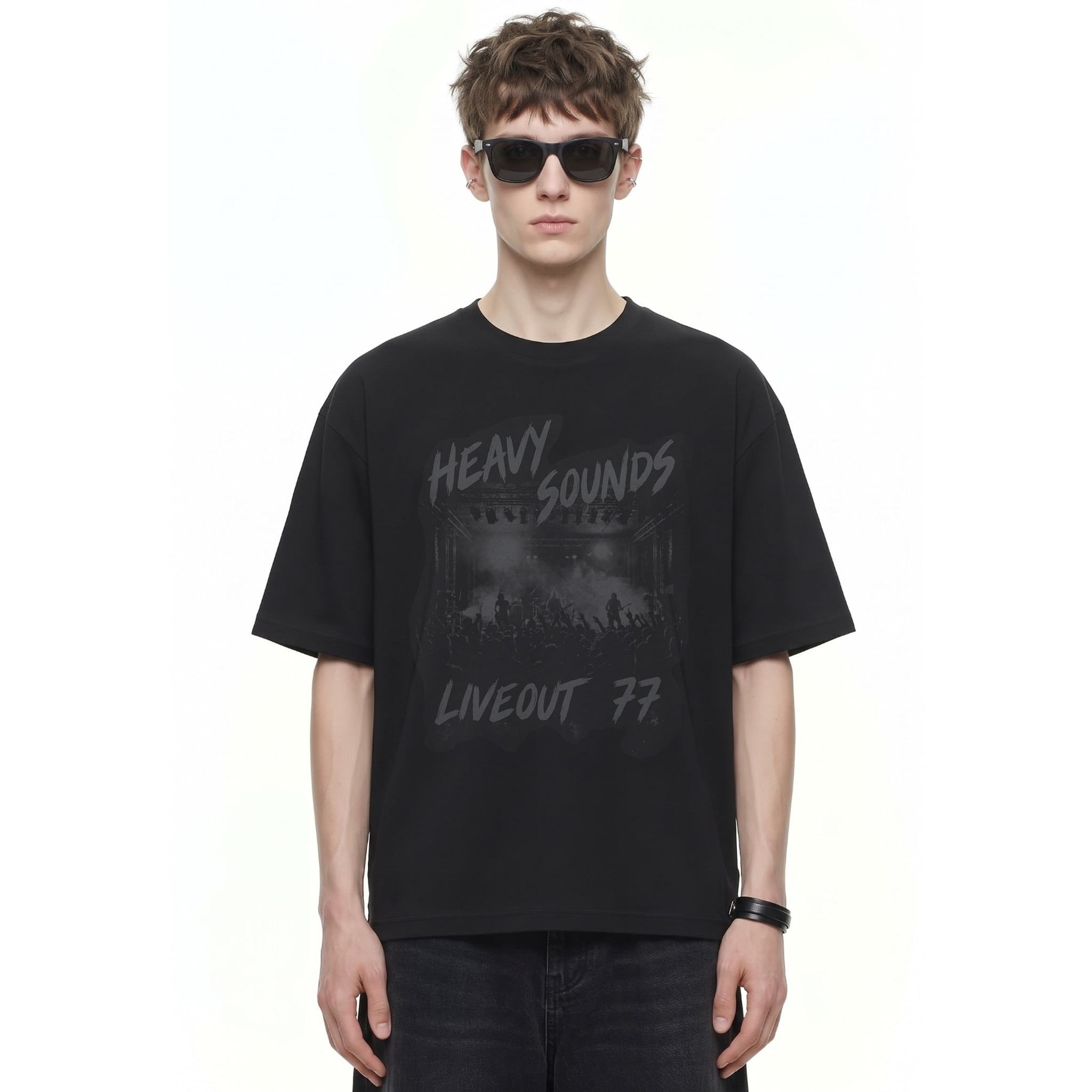 Heavy Sounds Liveout Graphic Tee — Cover · Black
