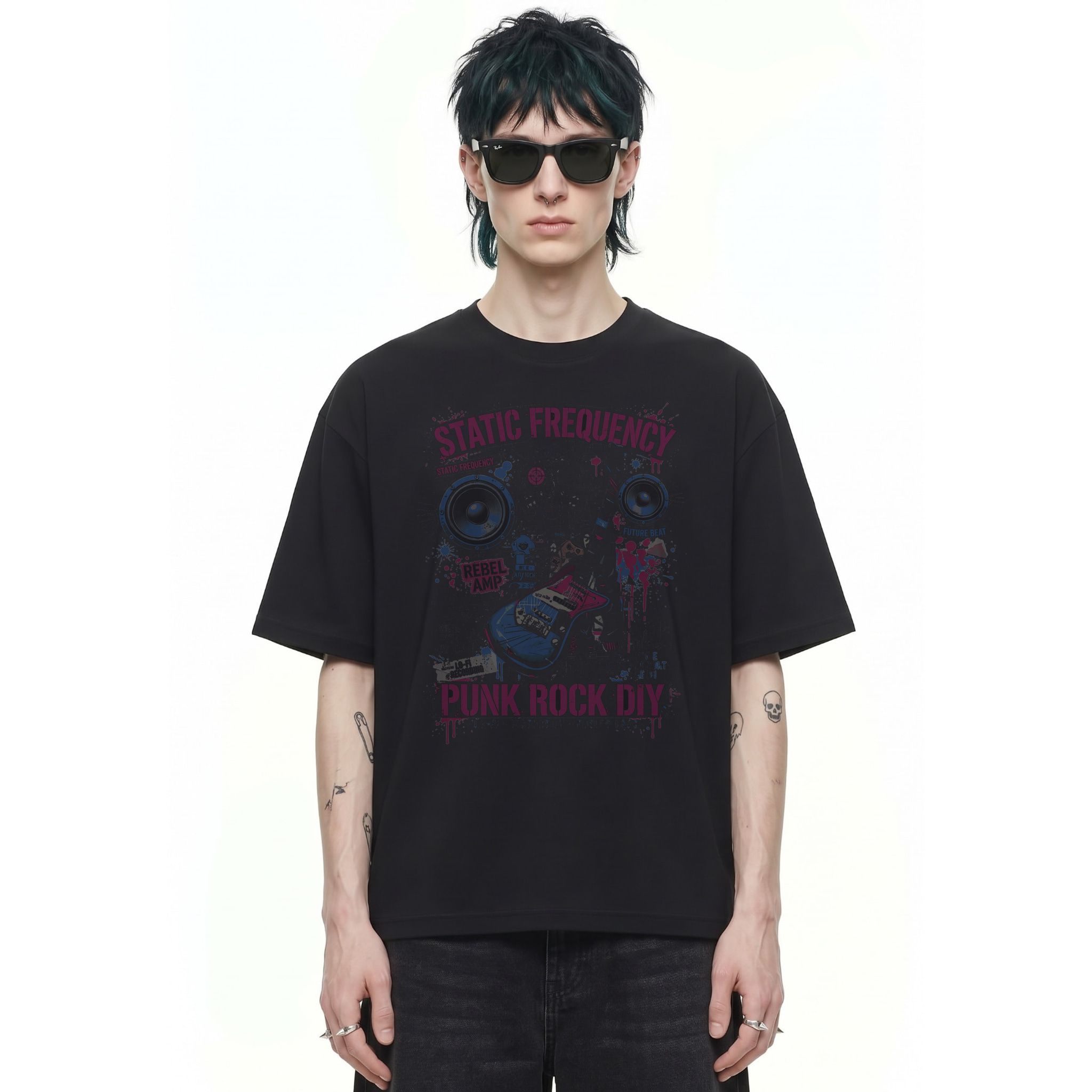 Static Frequency Resist Tide Punk Tee — Cover · Black
