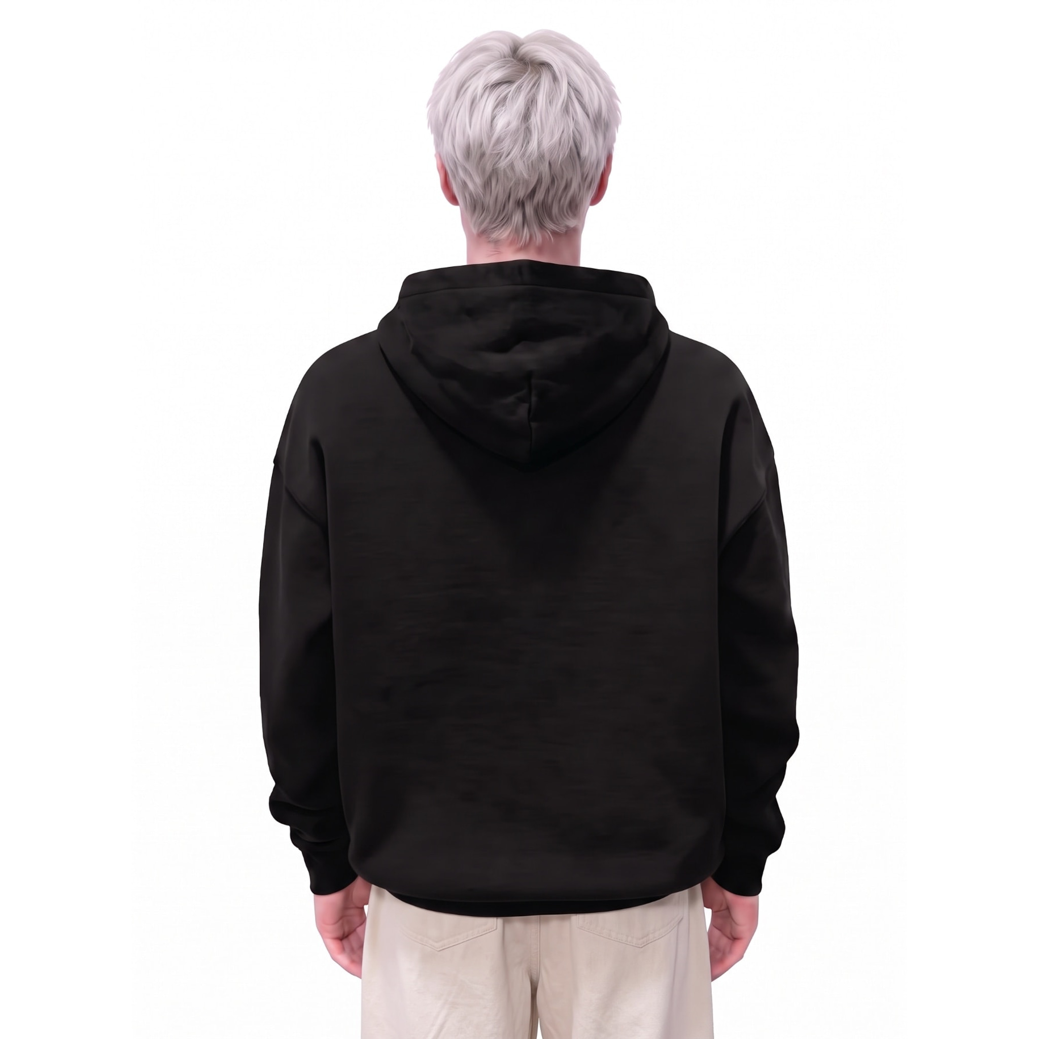 Glam Theatrical Iconic Graphic Oversize Fleeced Hoodie — Back · Black