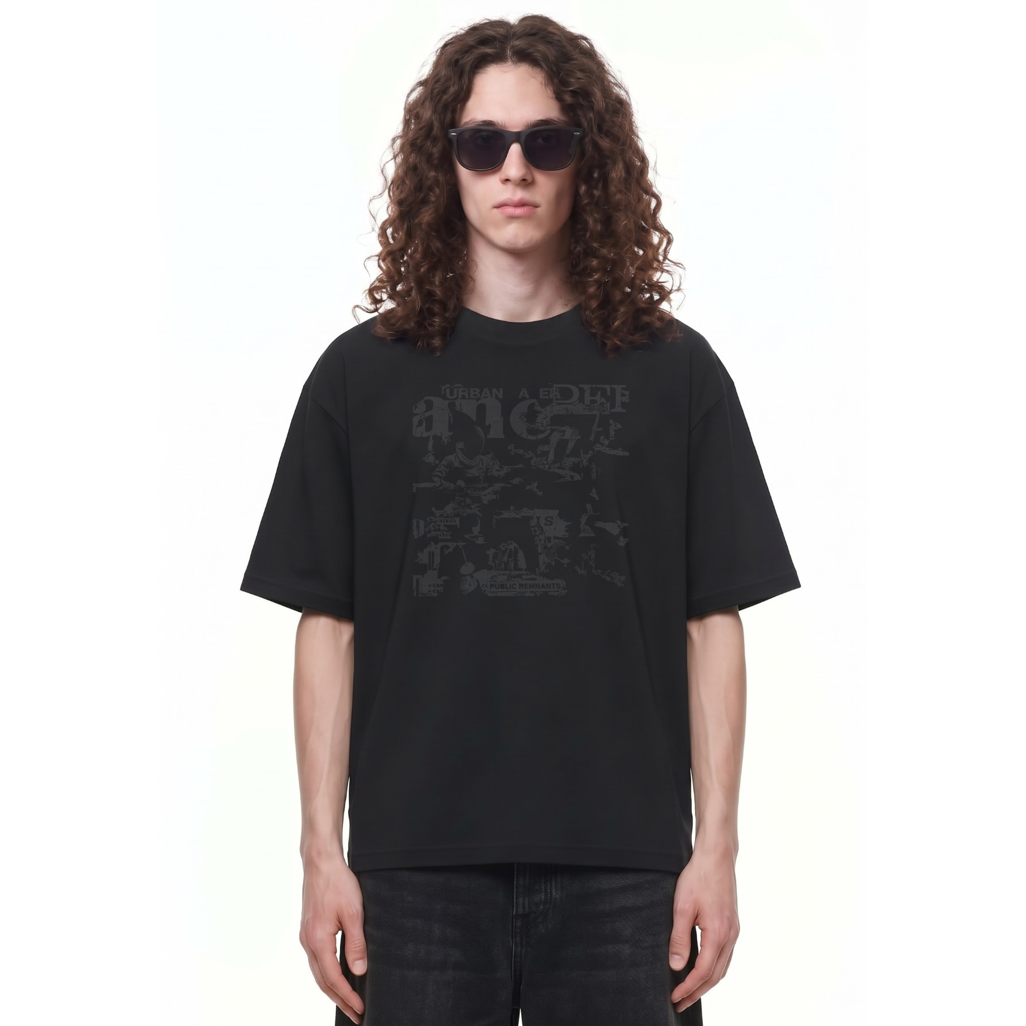 Urban Remnants Distressed Graphic Tee — Cover · Black