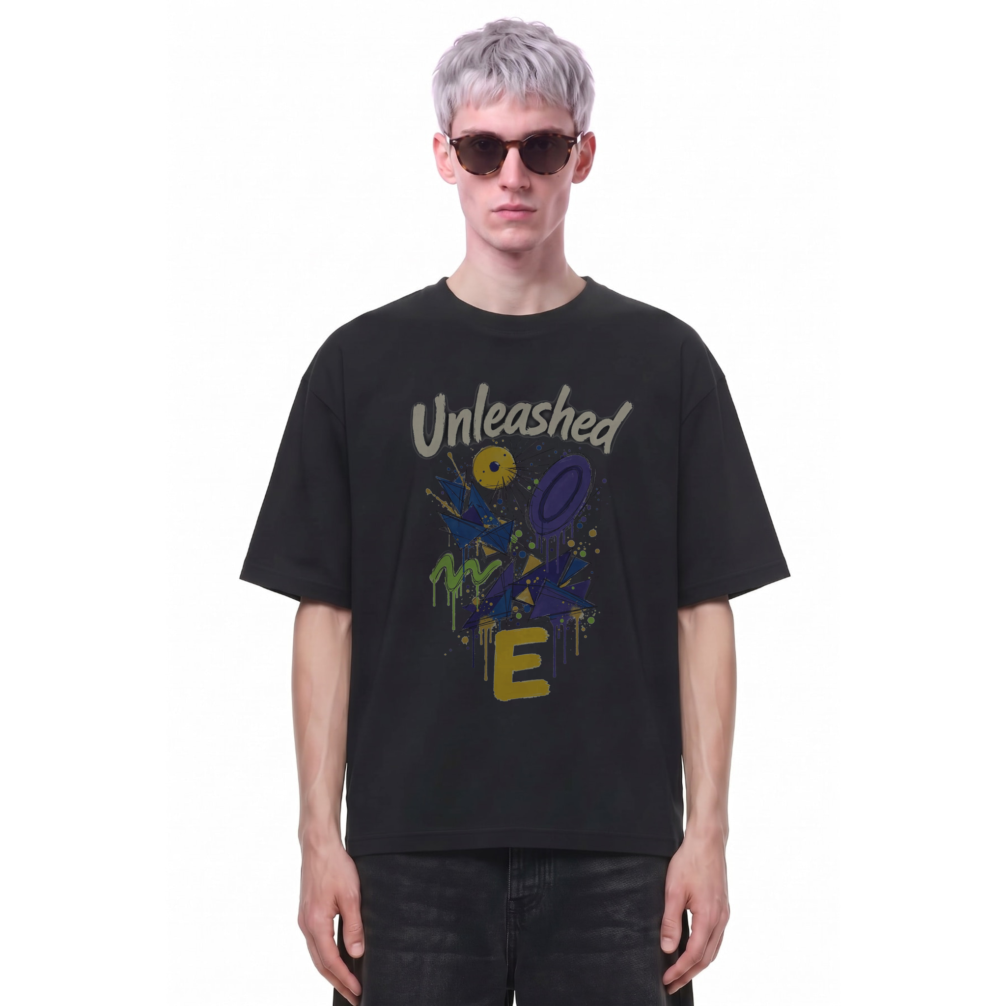 Unleashed Abstract Graphic Tee — Cover · Black