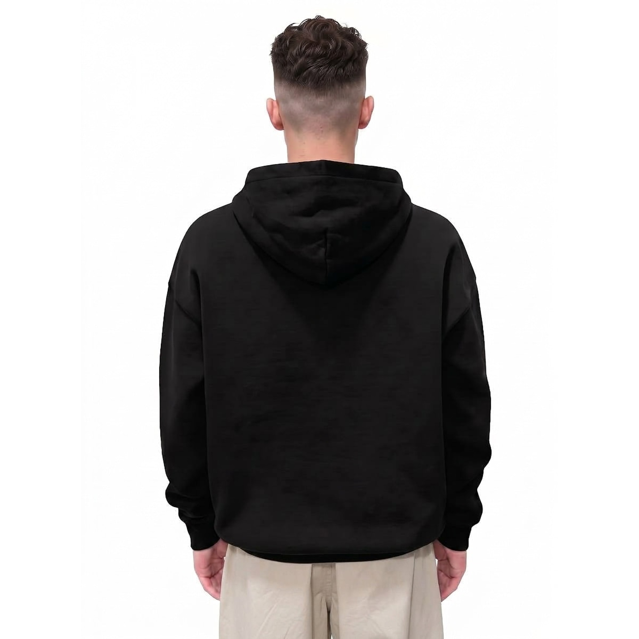 Rebellion Gothic Eagle Oversize Fleeced Hoodie — Back · Black