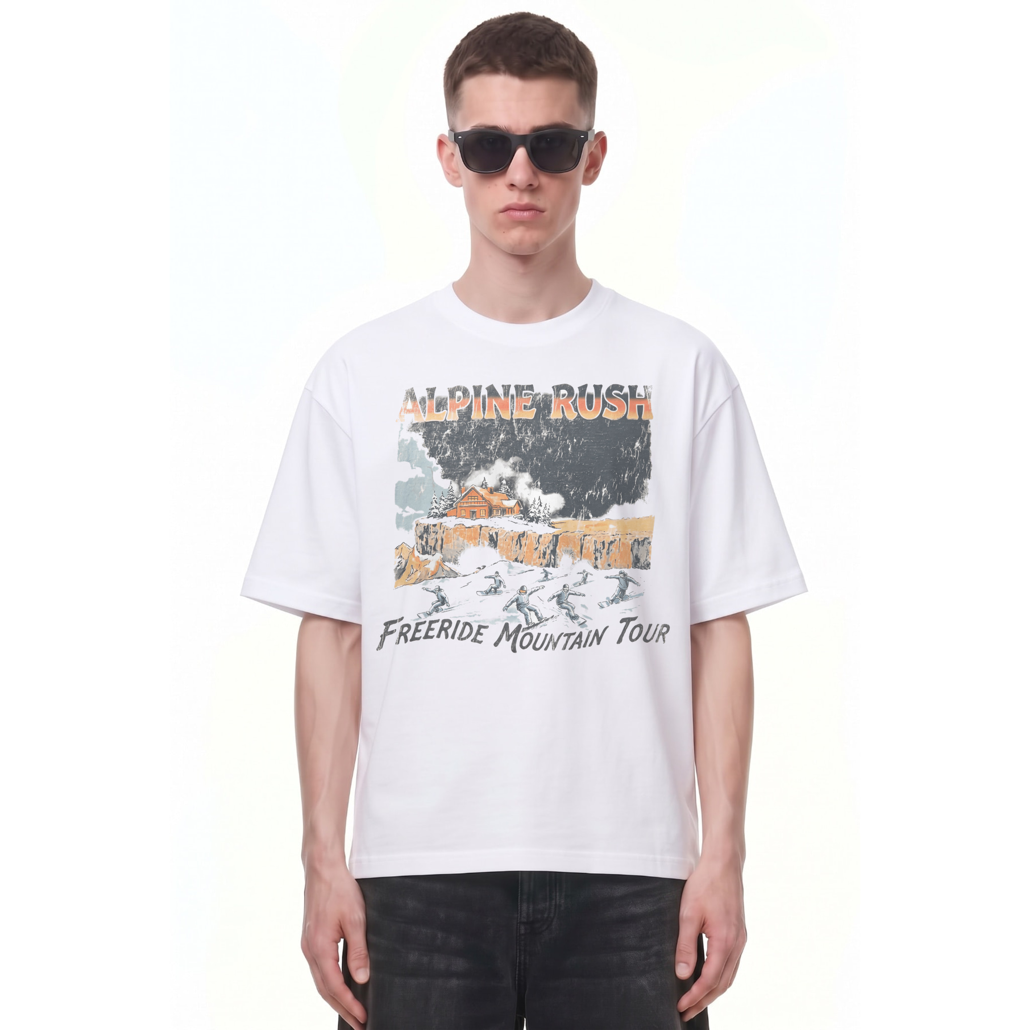 Alpine Rush Freeride Mountain Tee — Cover · Black