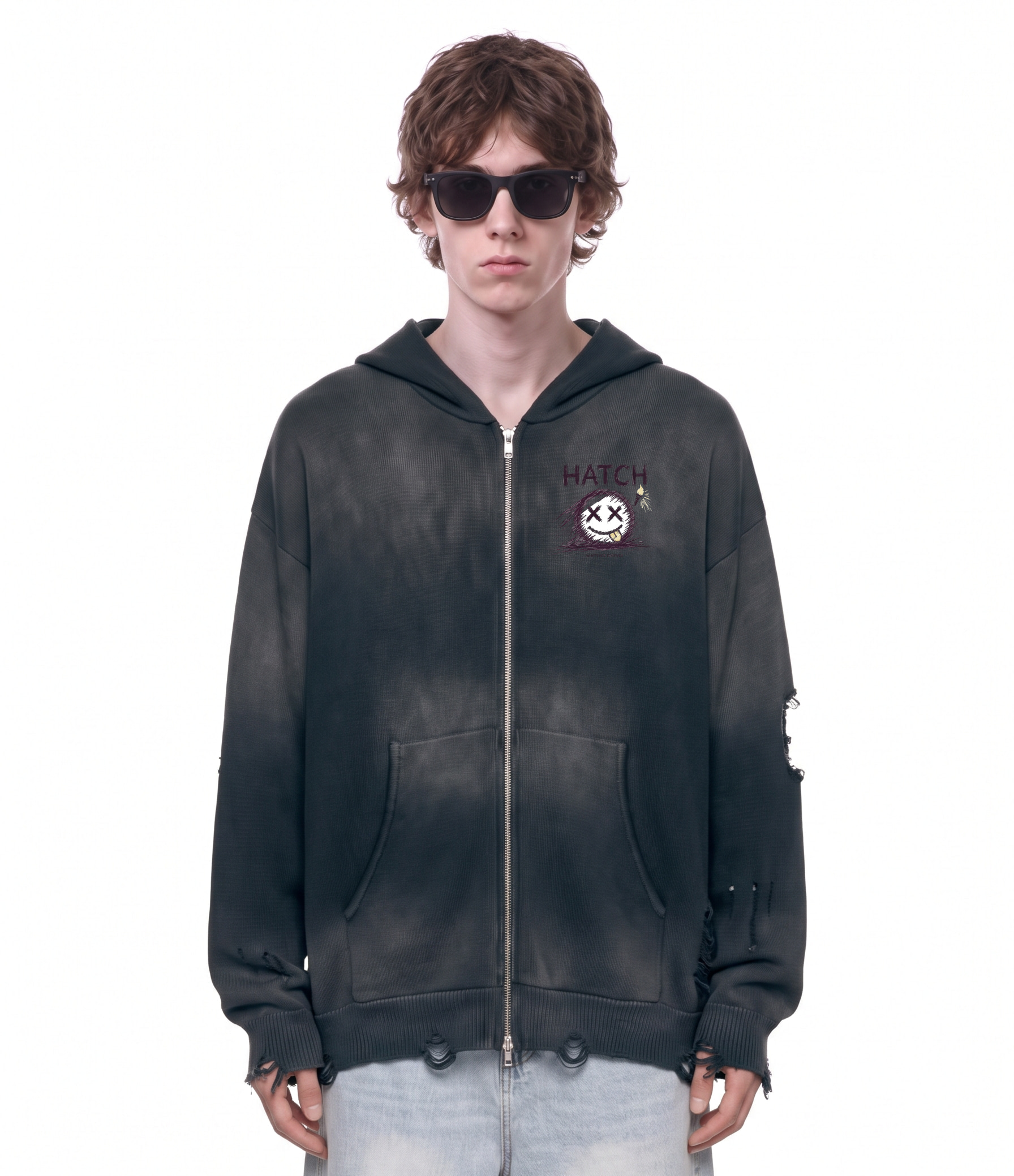 Hatch Smiley Line Art Zip Jacket — Cover